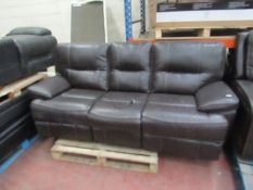 3 Zeater electric reclining sofa with USB charging ports, the leather is damaged on the seat and