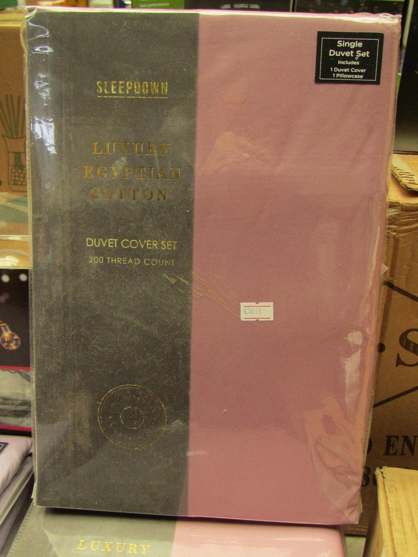 Sleepdown Luxury Egyptian Cotton duvet cover set, size single, new and packaged.