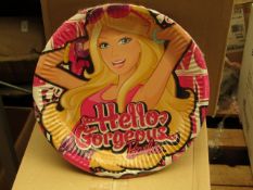24x  Packs of 6 Barbie 23cm Paper Plates. Ideal for kids parties. New & Boxed