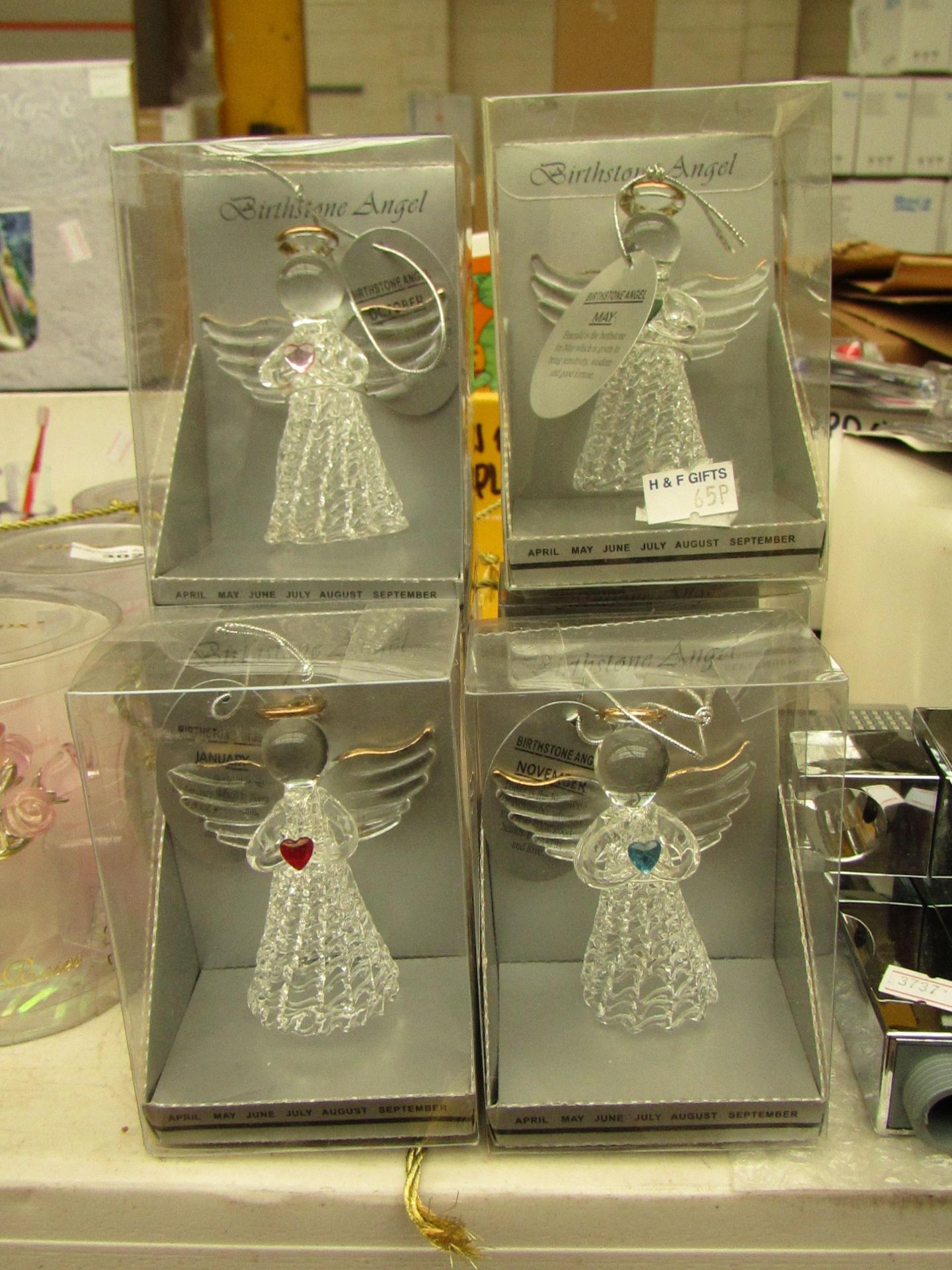 6x Birthstone Angel tree ornamments.