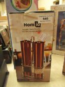 Homiu electric stainless steel salt and pepper grinder, unchecked and boxed.