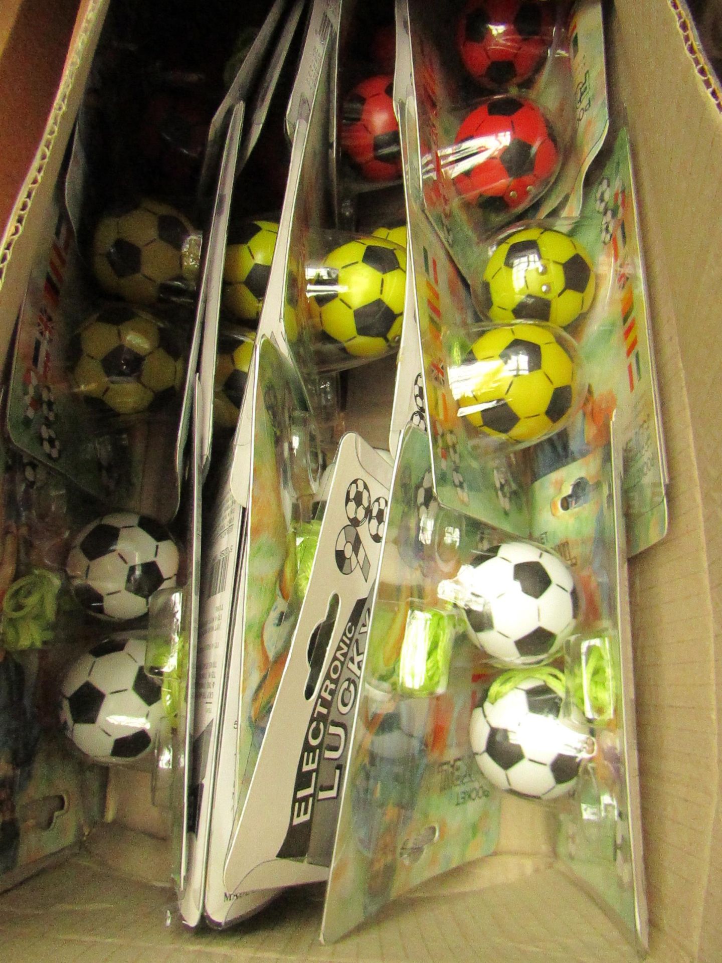 2 x boxes of 25 per box Pocket Football Electronic Lucky Ball Necklaces Sings "Ole Ole Ole" etc