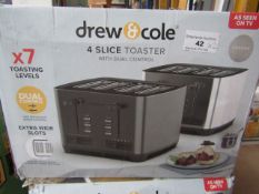 | 2X | DREW & COLE 4SLICE TOASTER | UNCHECKED AND BOXED | NO ONLINE RE-SALE | SKU - | RRP £59.99 |