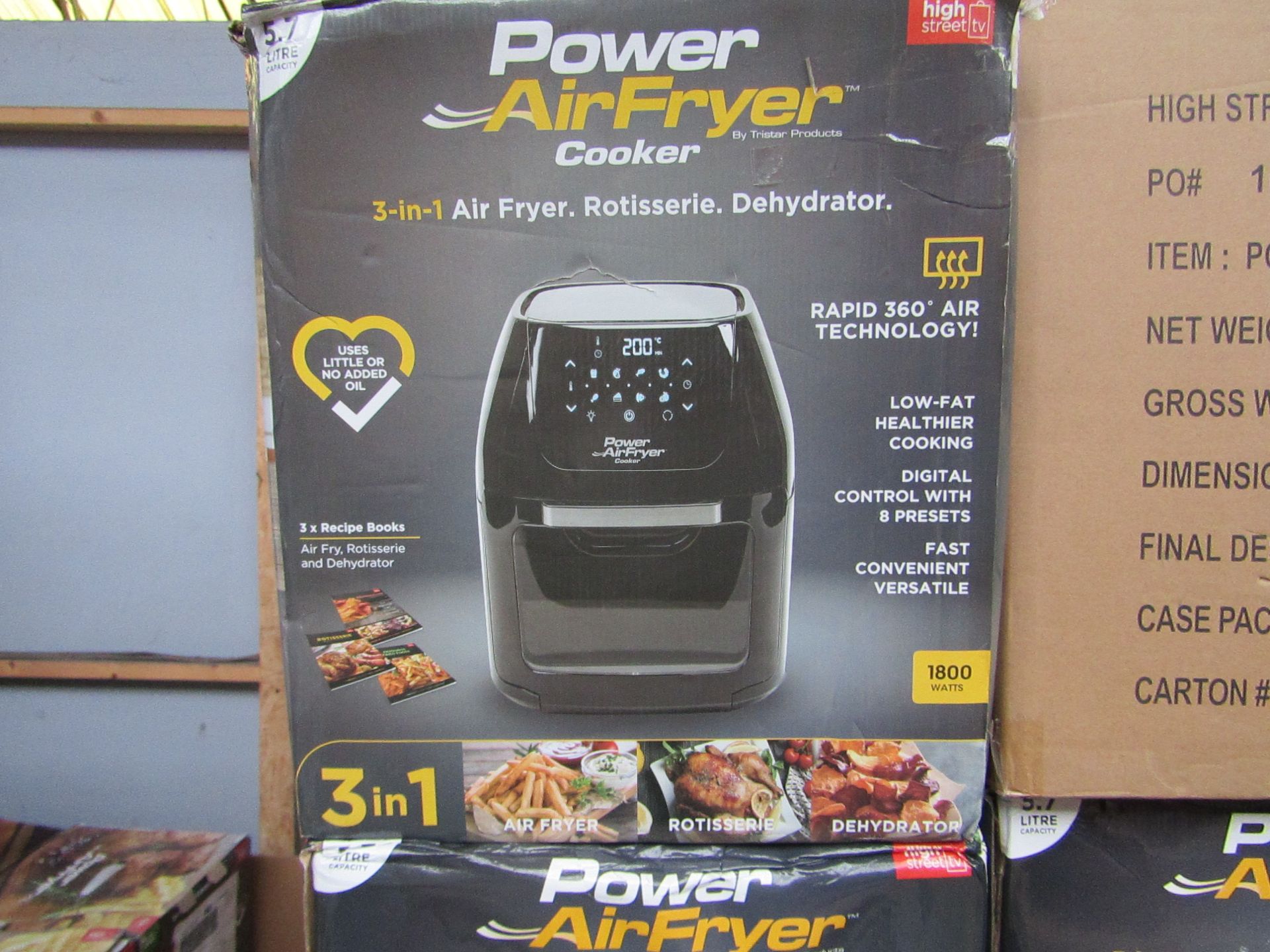 | 5X | POWER AIR FRYER COOKERS 5.7LTR | UNCHECKED AND BOXED | NO ONLINE RE-SALE | SKU