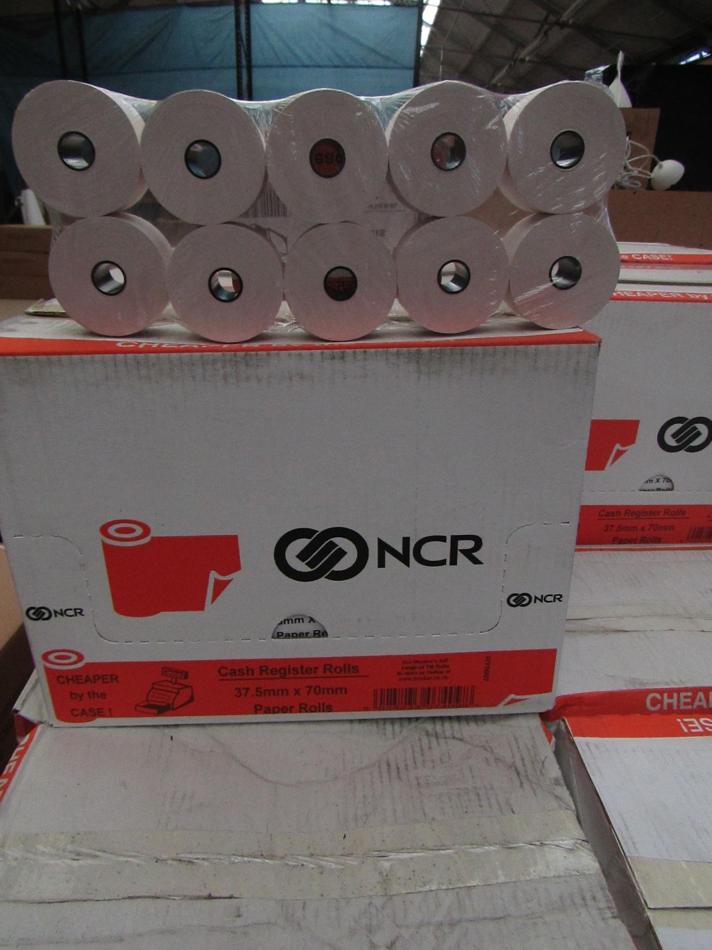 120 x NCR Cash Register Roll 37.5mm x 70mm Paper Rolls RY9097 new & boxed