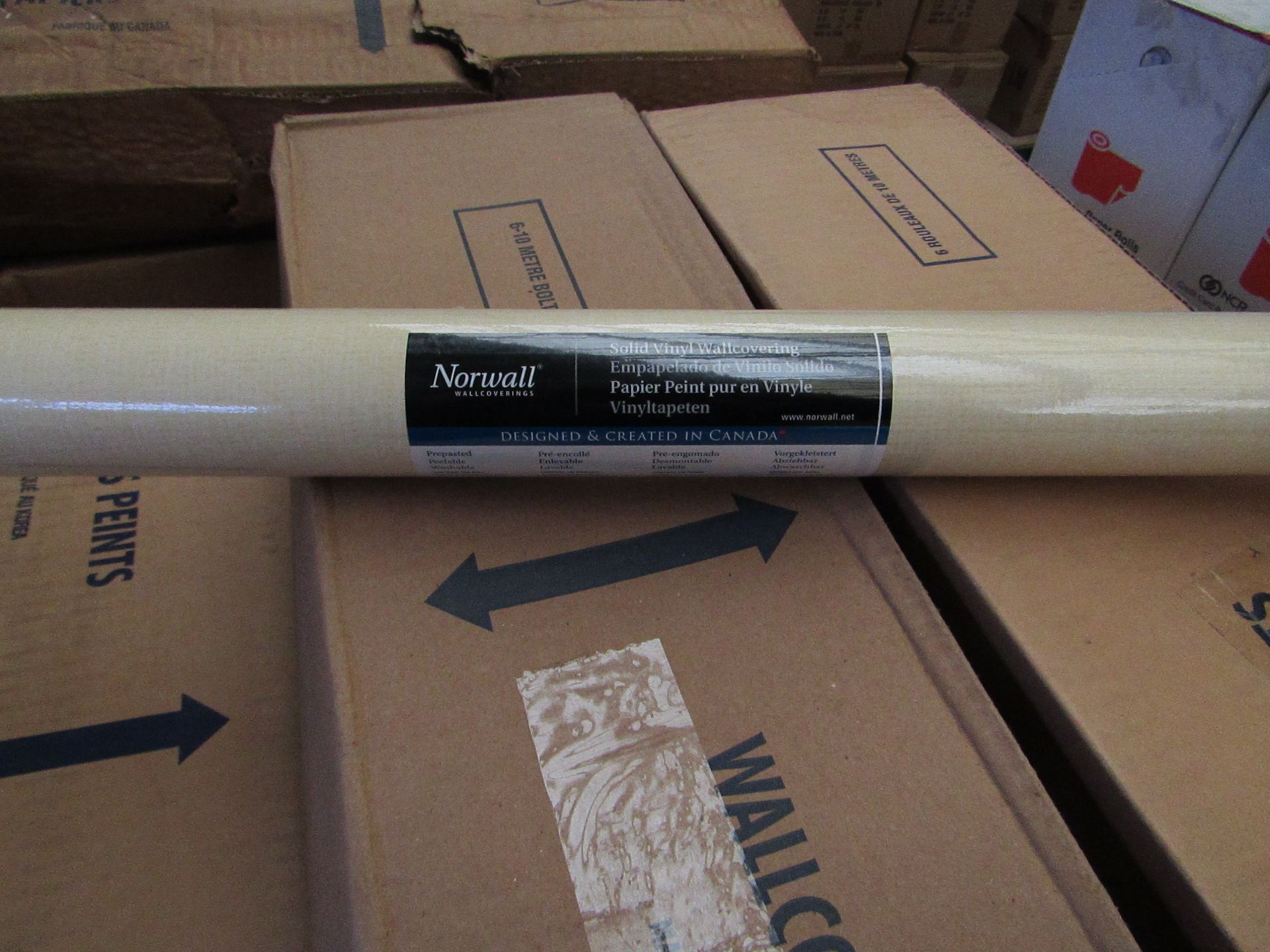 6 x Rolls of Norwall Wallcoverings Solid Vinyl Wallcovering new & packaged see image for design