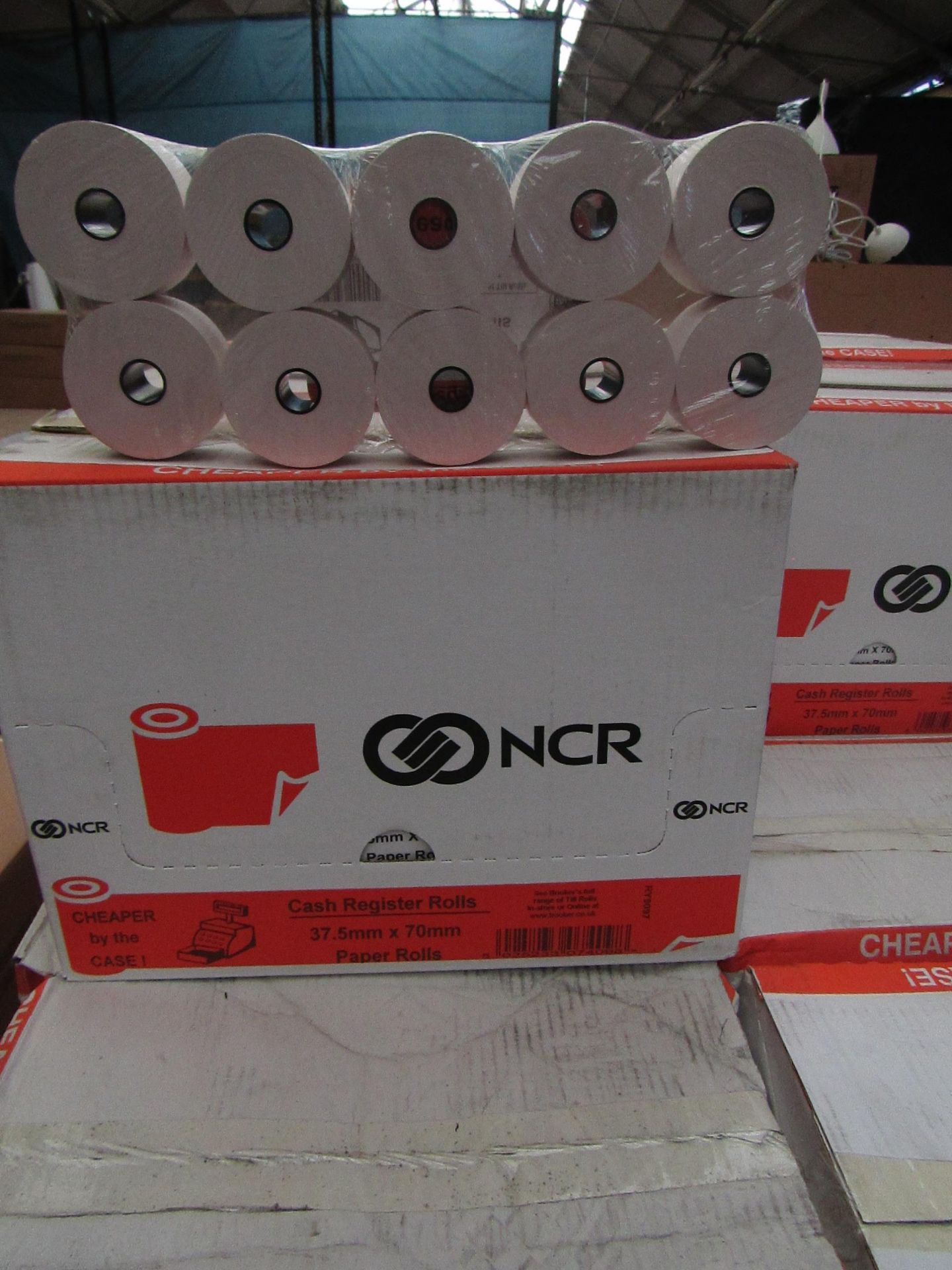 120 x NCR Cash Register Roll 37.5mm x 70mm Paper Rolls RY9097 new & boxed - Image 2 of 2