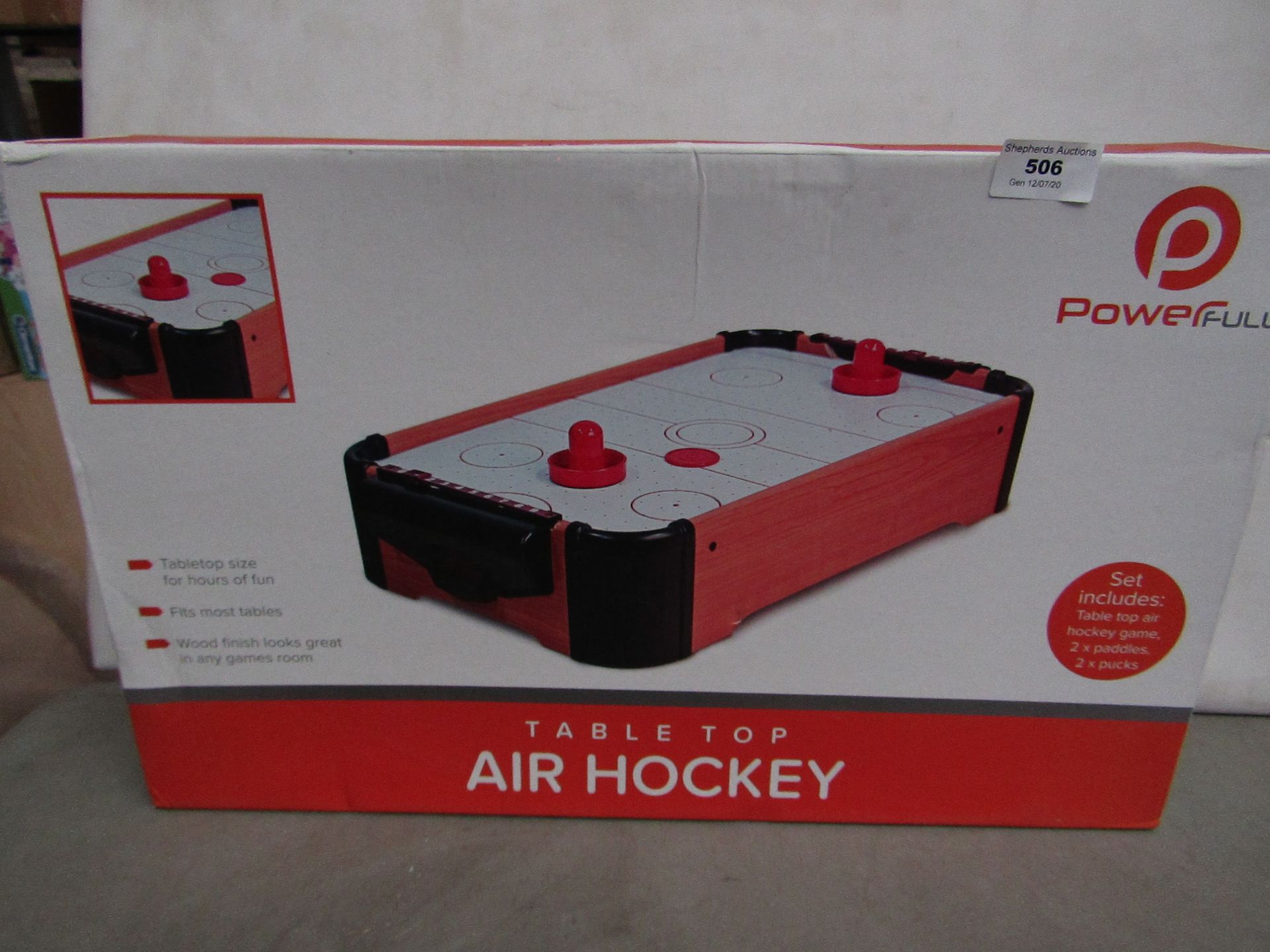 Powerful Table Top Air Hockey Game boxed unchecked