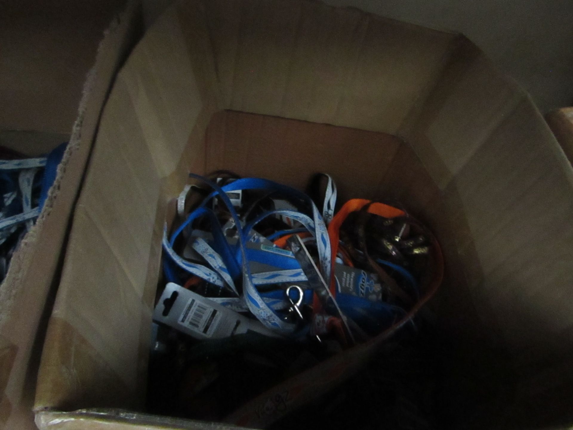 Approx 26x various sized and designed dog leads, new.