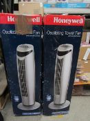 2x Honeywell oscillating tower fan, untested, unchecked and boxed.
