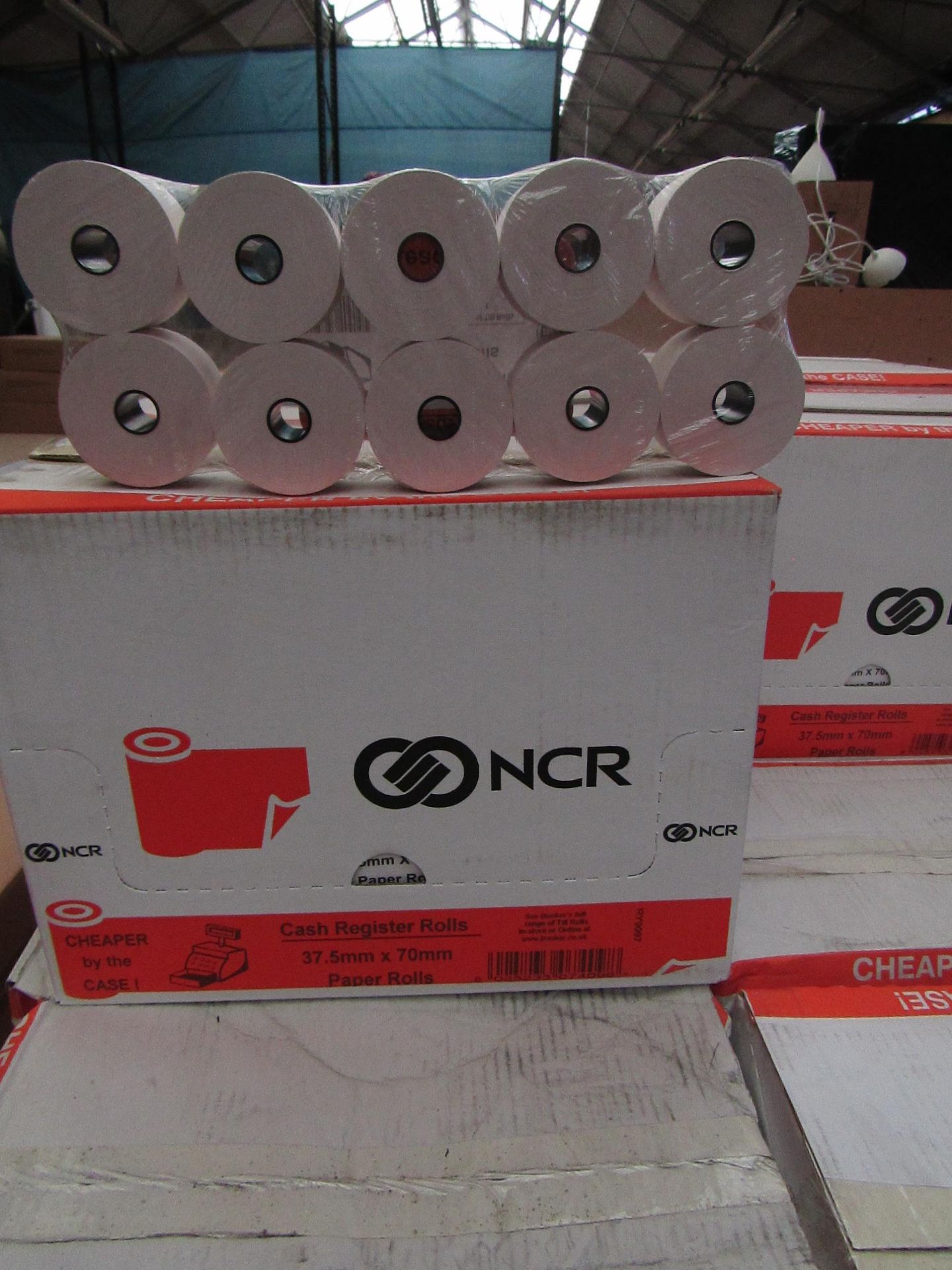 120 x NCR Cash Register Roll 37.5mm x 70mm Paper Rolls RY9097 new & boxed