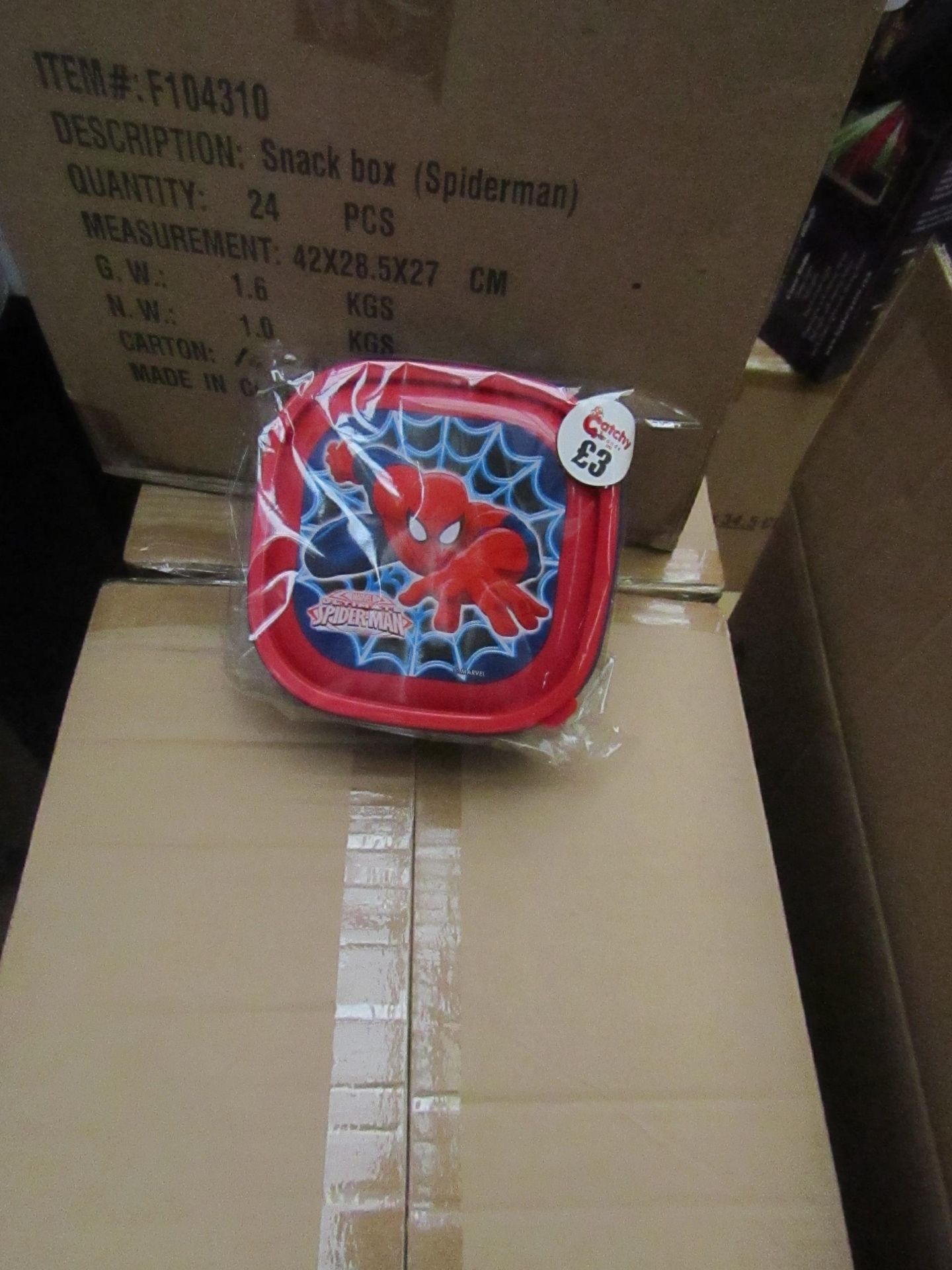 Box of 24 Spiderman Plastic Snack boxes. New & Packaged. RRP £3 each - Image 2 of 2