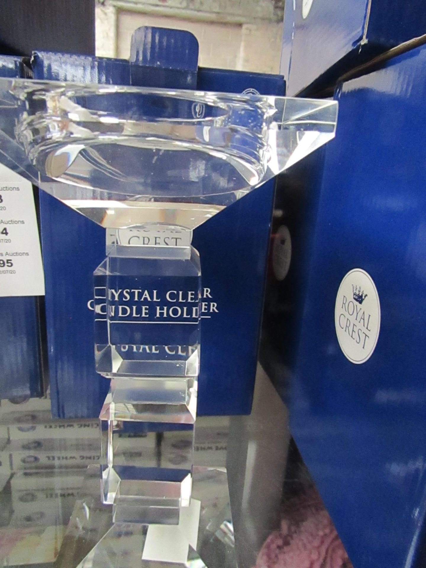 1 x Royal Crest Crystal Candle Holder  9" in height new & packaged