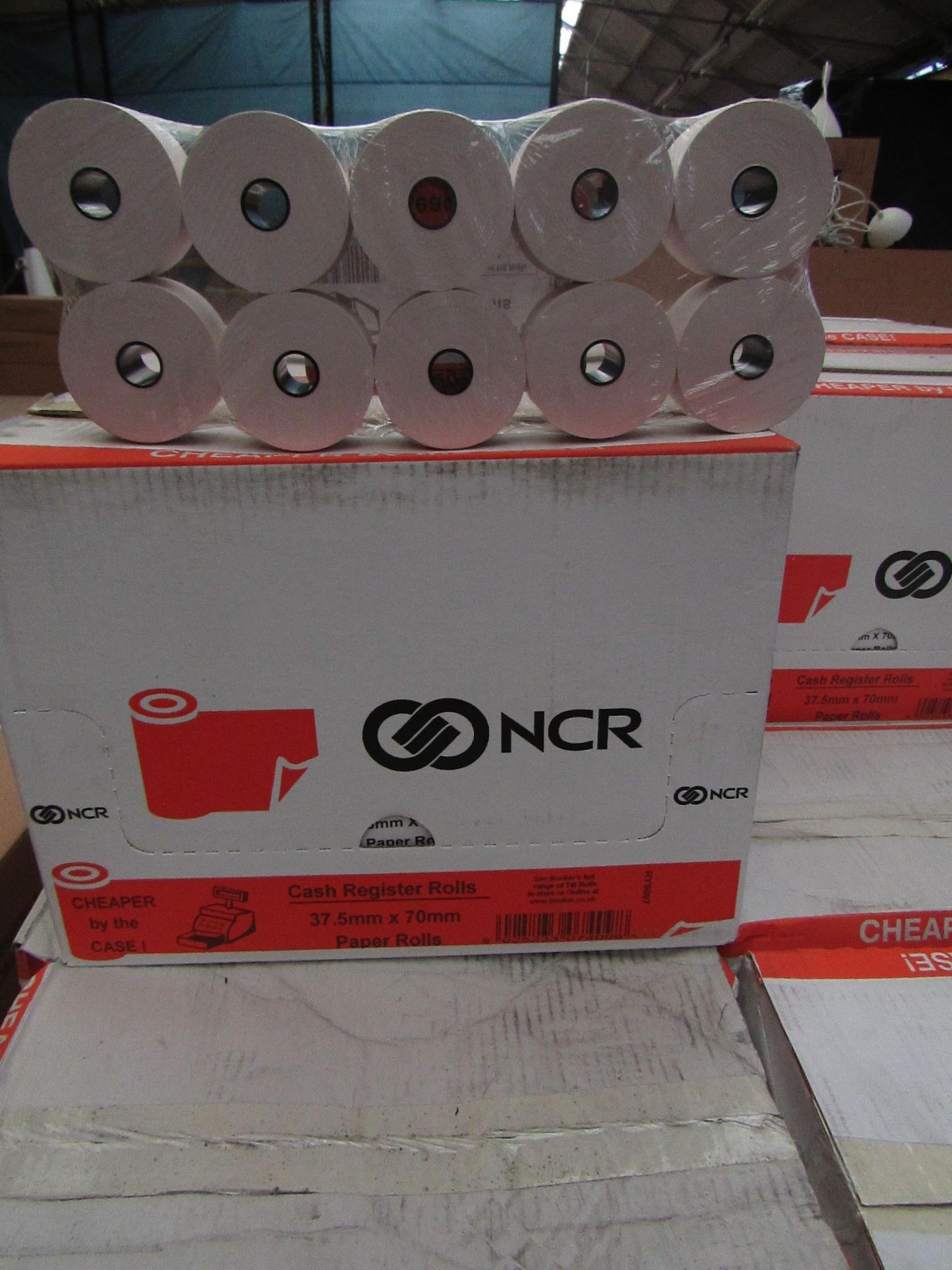 120 x NCR Cash Register Roll 37.5mm x 70mm Paper Rolls RY9097 new & boxed - Image 2 of 2