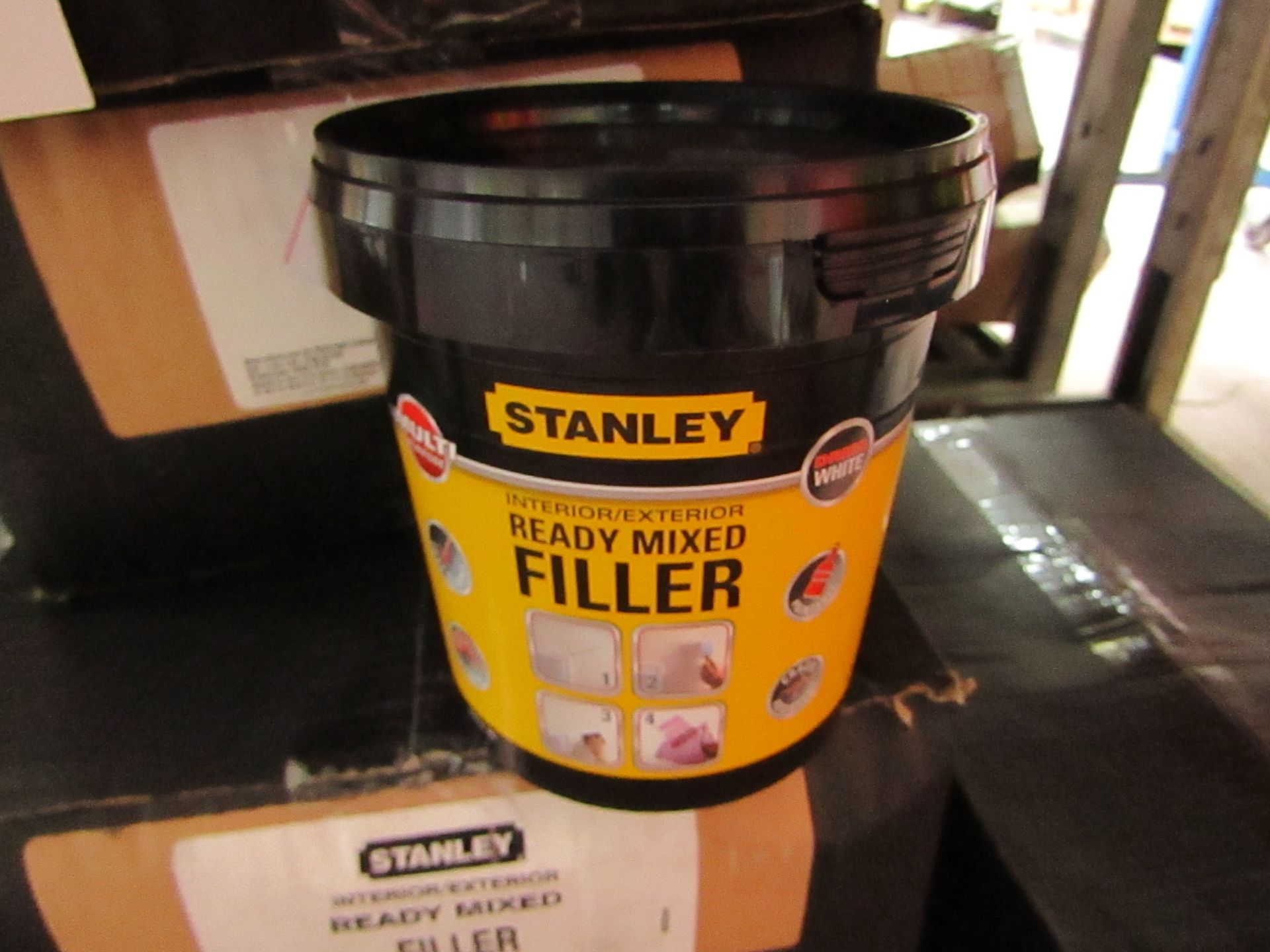 6x 1.2KG tubs of Stanley Multi Purpose ready Mixed Interor and Exterior filler, new