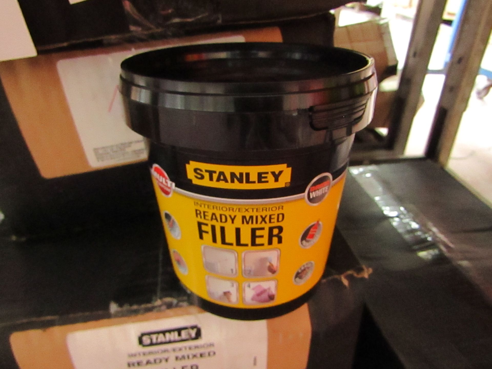 6x 1.2KG tubs of Stanley Multi Purpose ready Mixed Interor and Exterior filler, new