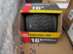 Box of 2x Bell 16" Kids Bike tyres, new and boxed