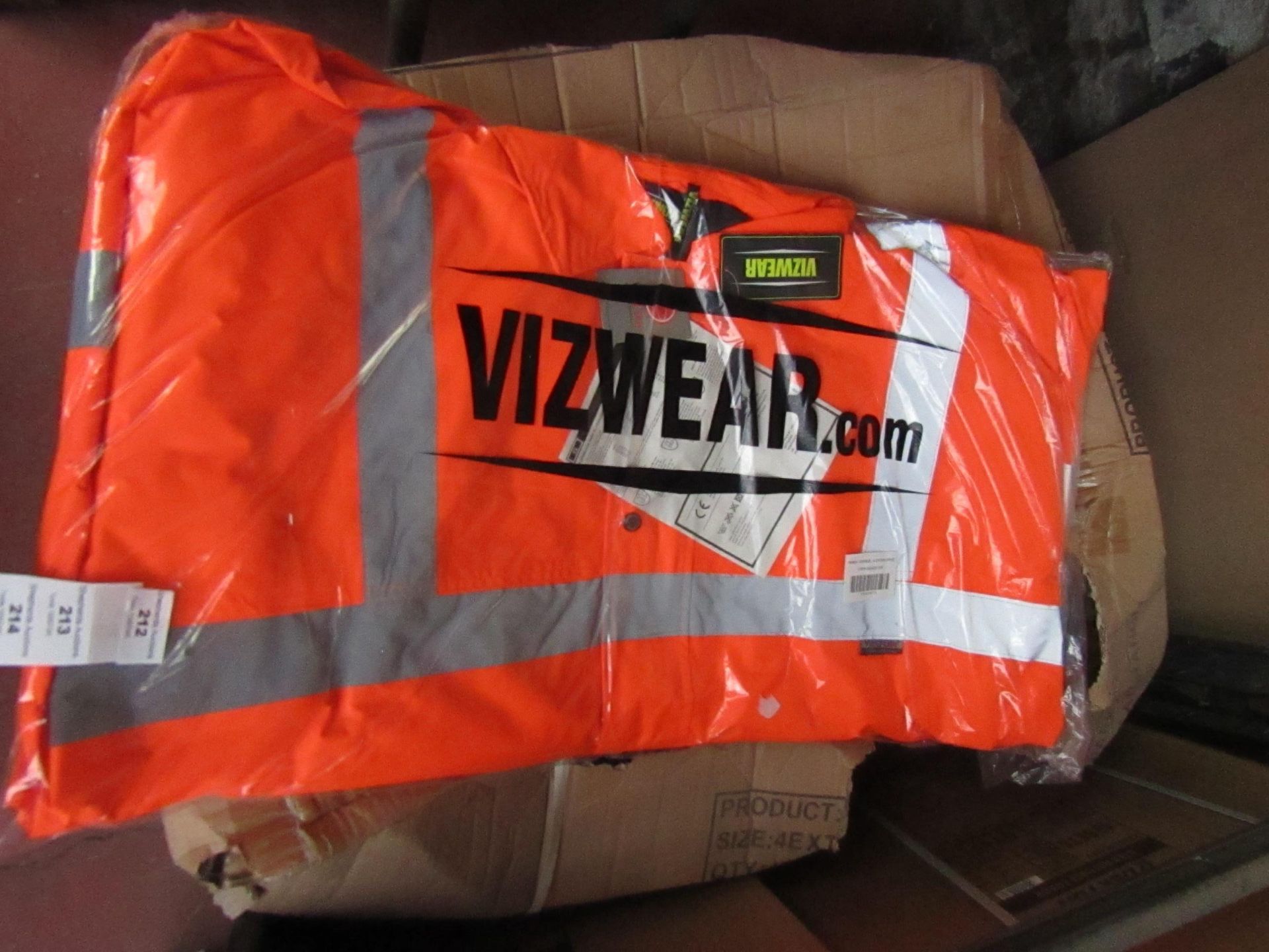 Vizwear hi vis jacket, size 4XL, new and packaged.