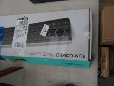 Logitech Slim Combo MK470 Quiet Keyboard & Mouse. Untested and F8 key is loose. Boxed. RRP ?54.98