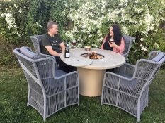 1x Mosaic pattern concrete resin table with built in gas fire pit and lid to close off, this