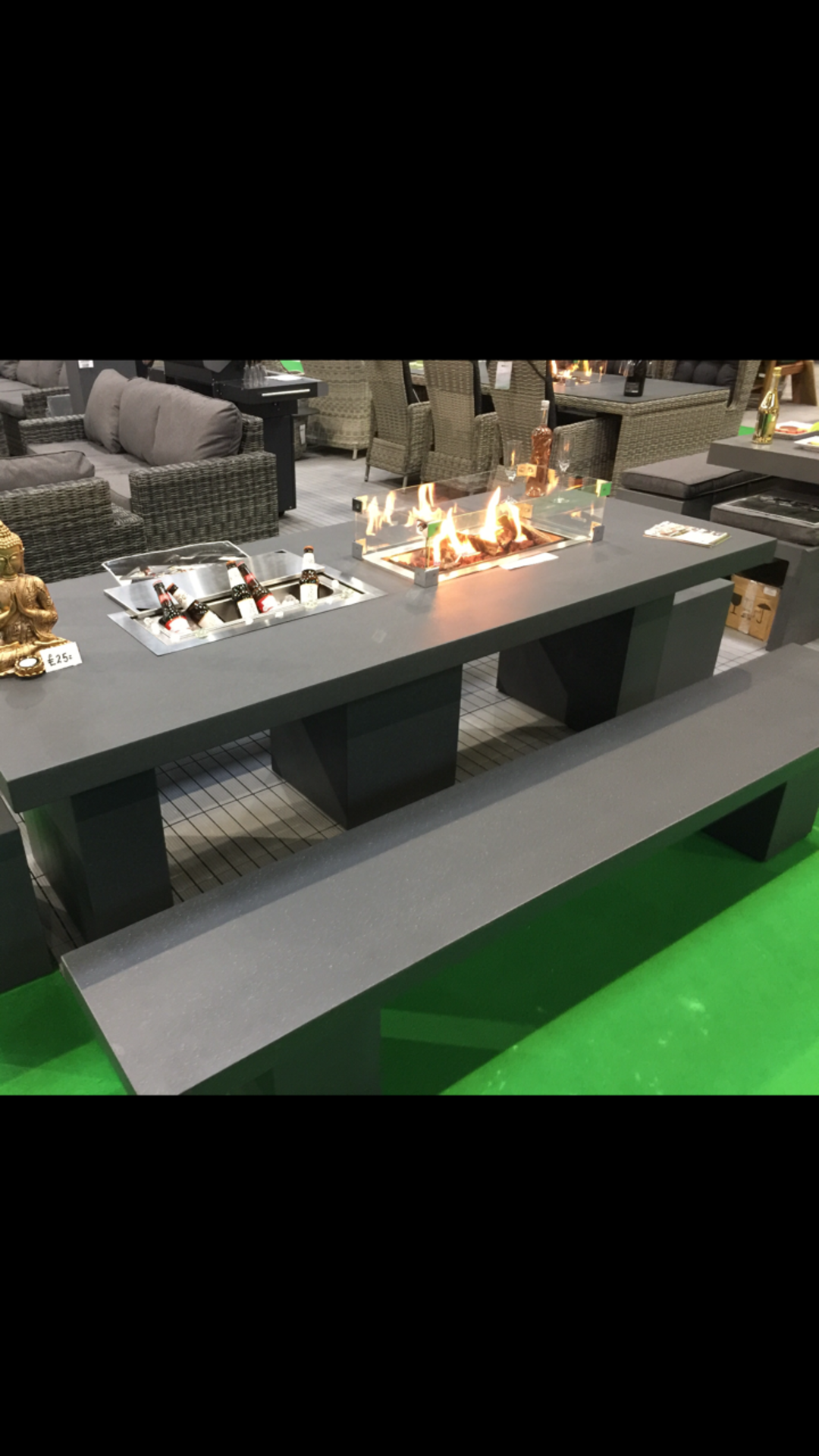 1x Stunning 2.4m Monte Carlo resin table with a gas fire insert with glass and a built in ice - Image 3 of 3