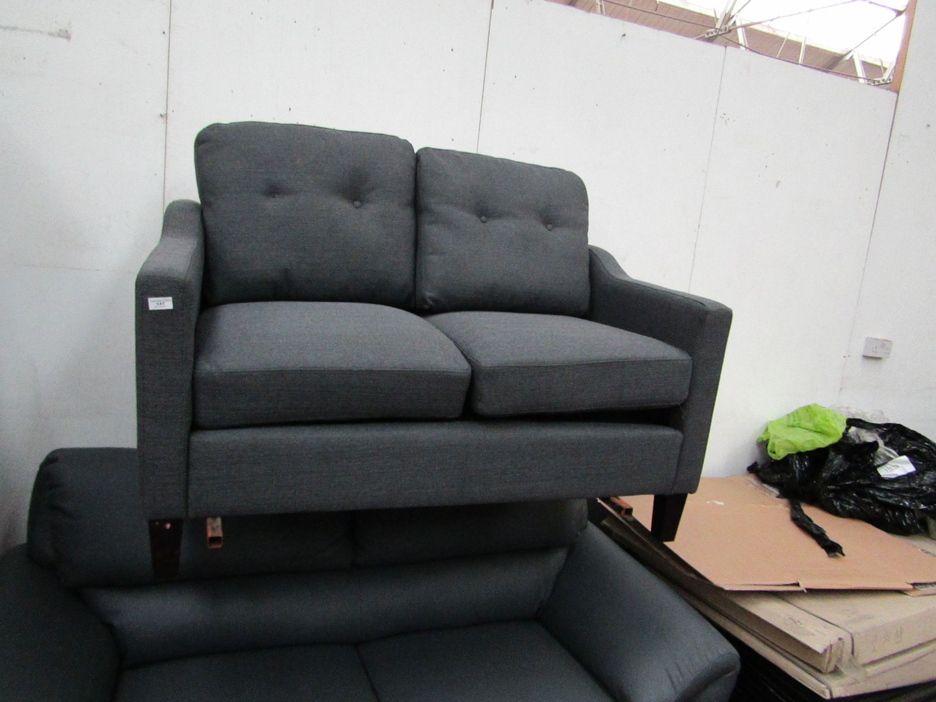 | 1X | 2 SEATER FABRIC SOFA | THIS ITEM IS A RETURN AND MAY HAVE DAMAGE, MARKS, NEED CLEANING, BE