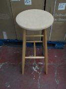 | 1X | DRIFTED BAR STOOL BY LARS BELLER FJETLAND, CORK SEAT AND WOODEN LEGS | UNCHECKED (NO