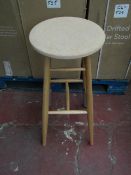 | 1X | DRIFTED BAR STOOL BY LARS BELLER FJETLAND, CORK SEAT AND WOODEN LEGS | UNCHECKED (NO