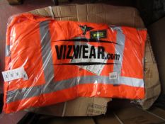 Vizwear hi vis jacket, size 4XL, new and packaged.