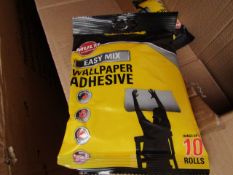 5x Bags of Stanley Easy mix wall paper adehsive, each bag hangs up to 10 rolls, new