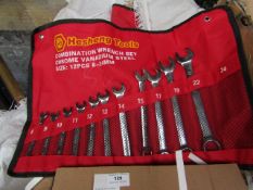Heshang Tools 12 Piece chrome vanadium steel combination spanner set, new in carry roll.