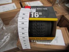 Box of 2x Bell 16" Kids Bike tyres, new and boxed