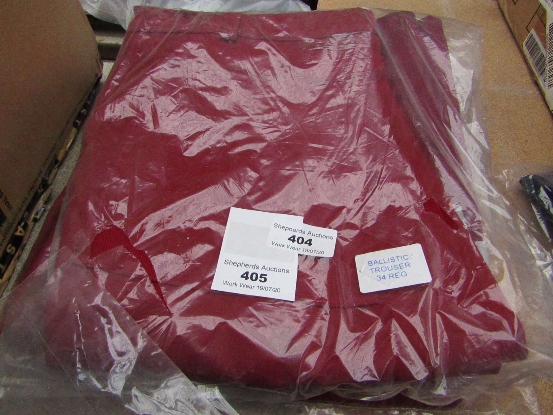 Red Ballistic Work Trousers - Size 34R - Packaged.