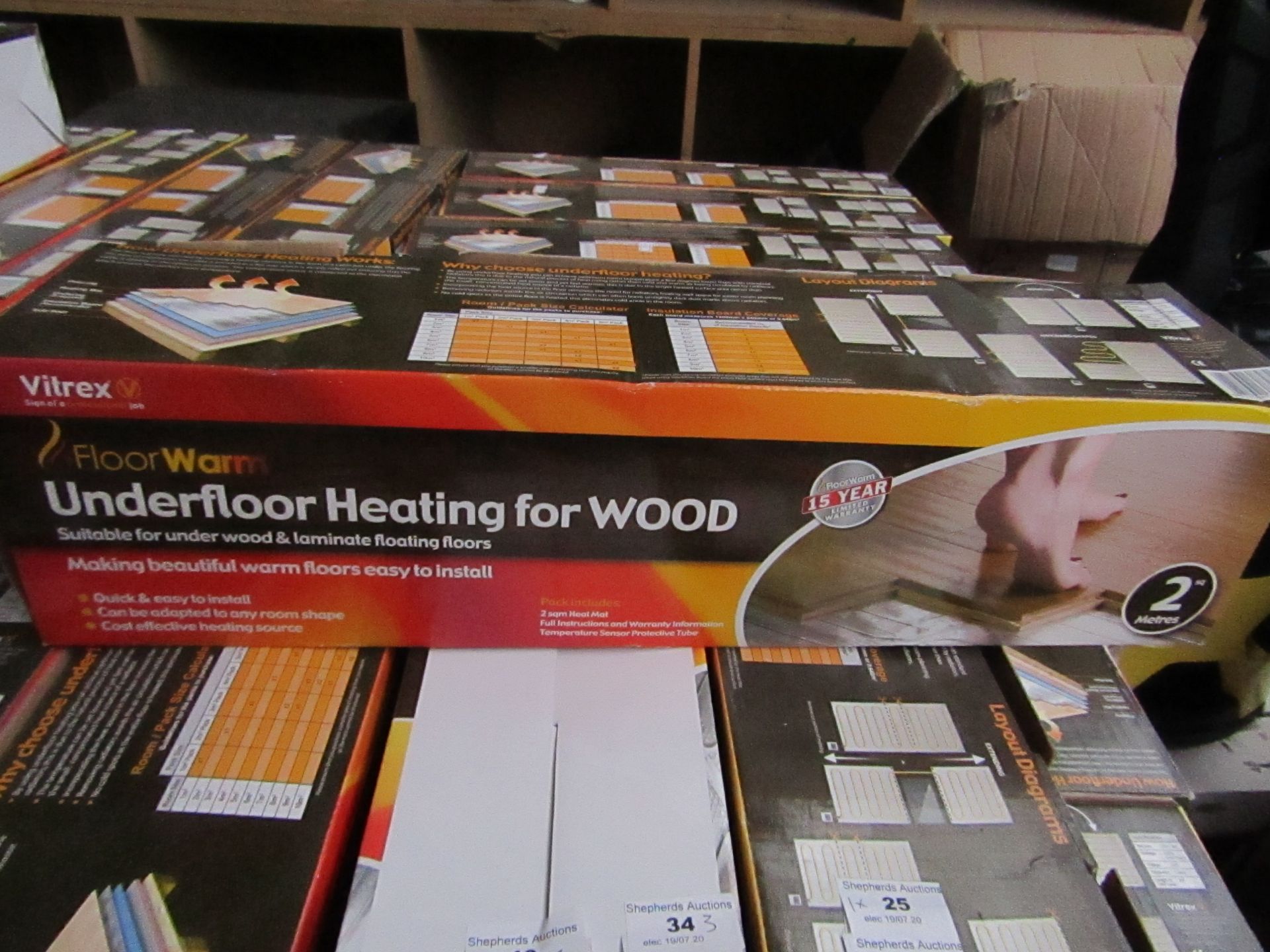 3 X Vitrex Floor Warm 2m2 underfloor heating for wood, new and boxed.