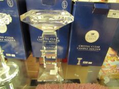 Royal Crest Crystal Clear Candle Holder. New & Boxed