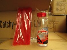 Box of 24 500ml Milk Bottles with Straws. New & Packaged