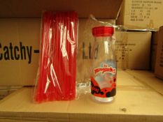 Box of 24 500ml Milk Bottles with Straws. New & Packaged