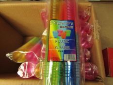 5 Packs of 80 Rainbow Plastic Shot Glasses. New & Packaged