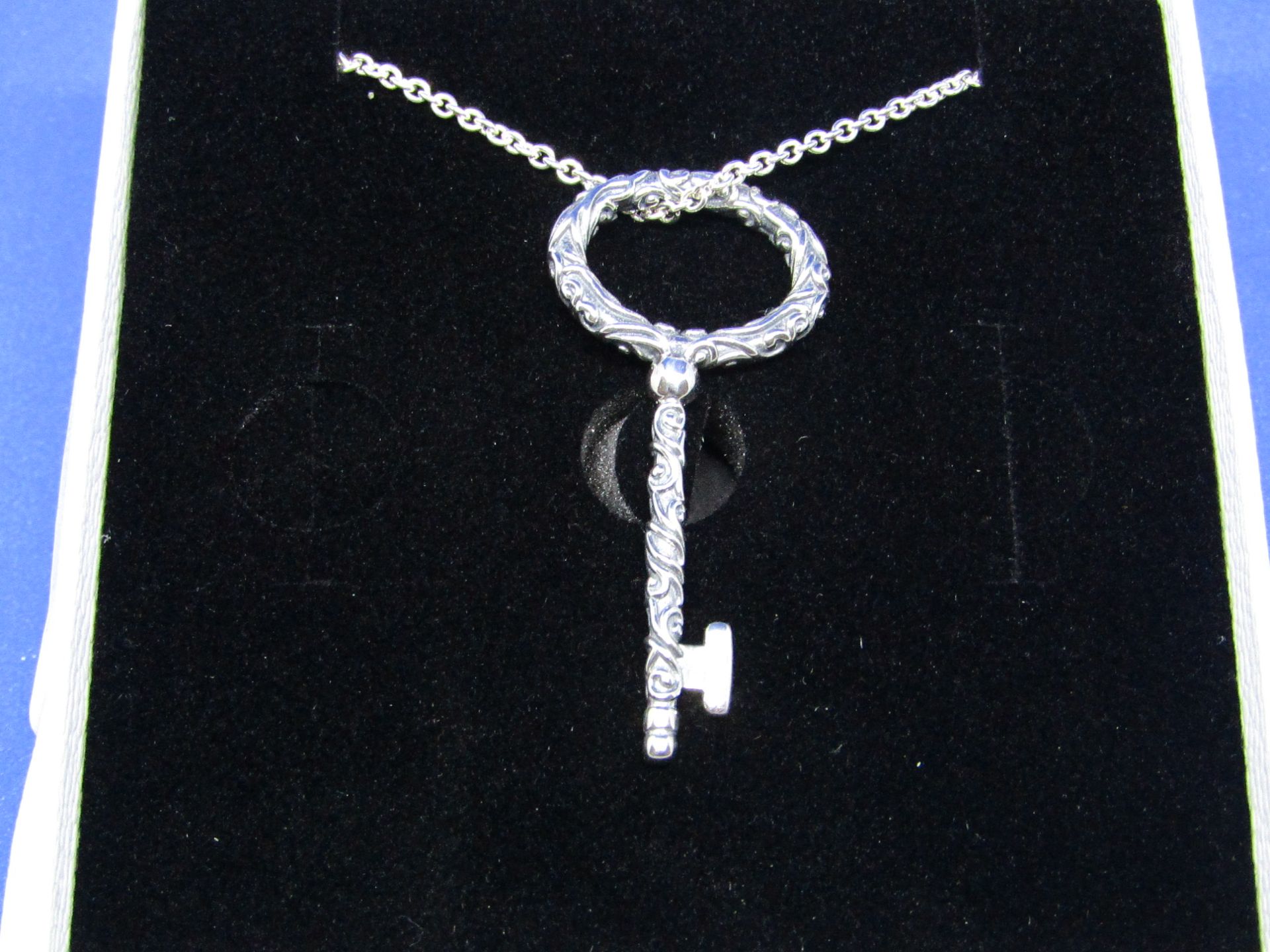 Pandora Large Key Pendant and chain set, new in presentation box