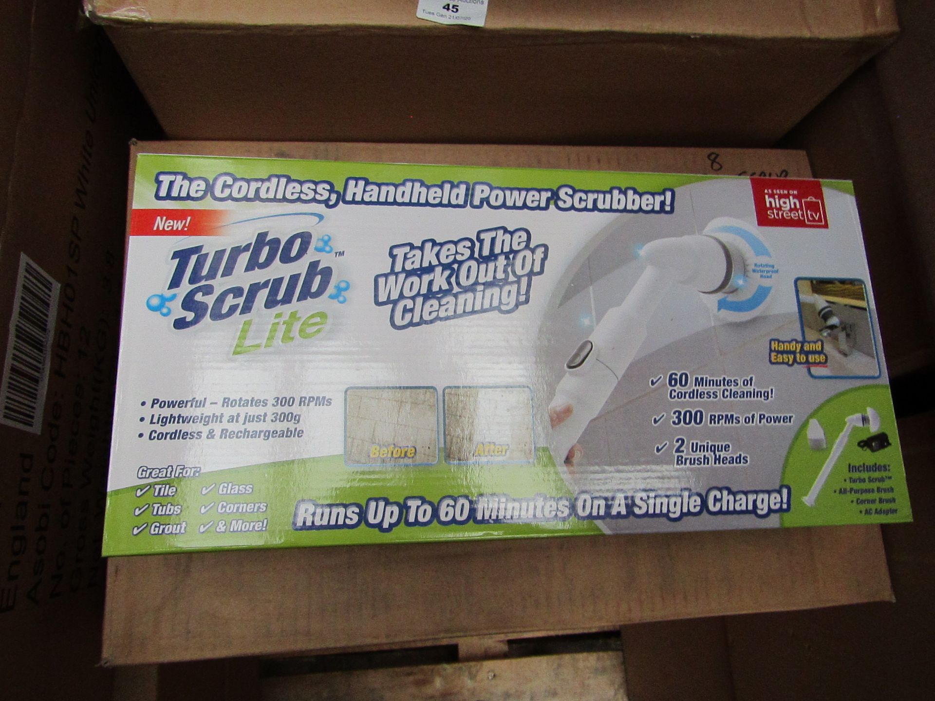 | 1X | TURBO SCRUB LITE CORDLESS HAND HELD POWER SCRUBBER | NEW AND BOXED | SKU C5060191467476 | RRP