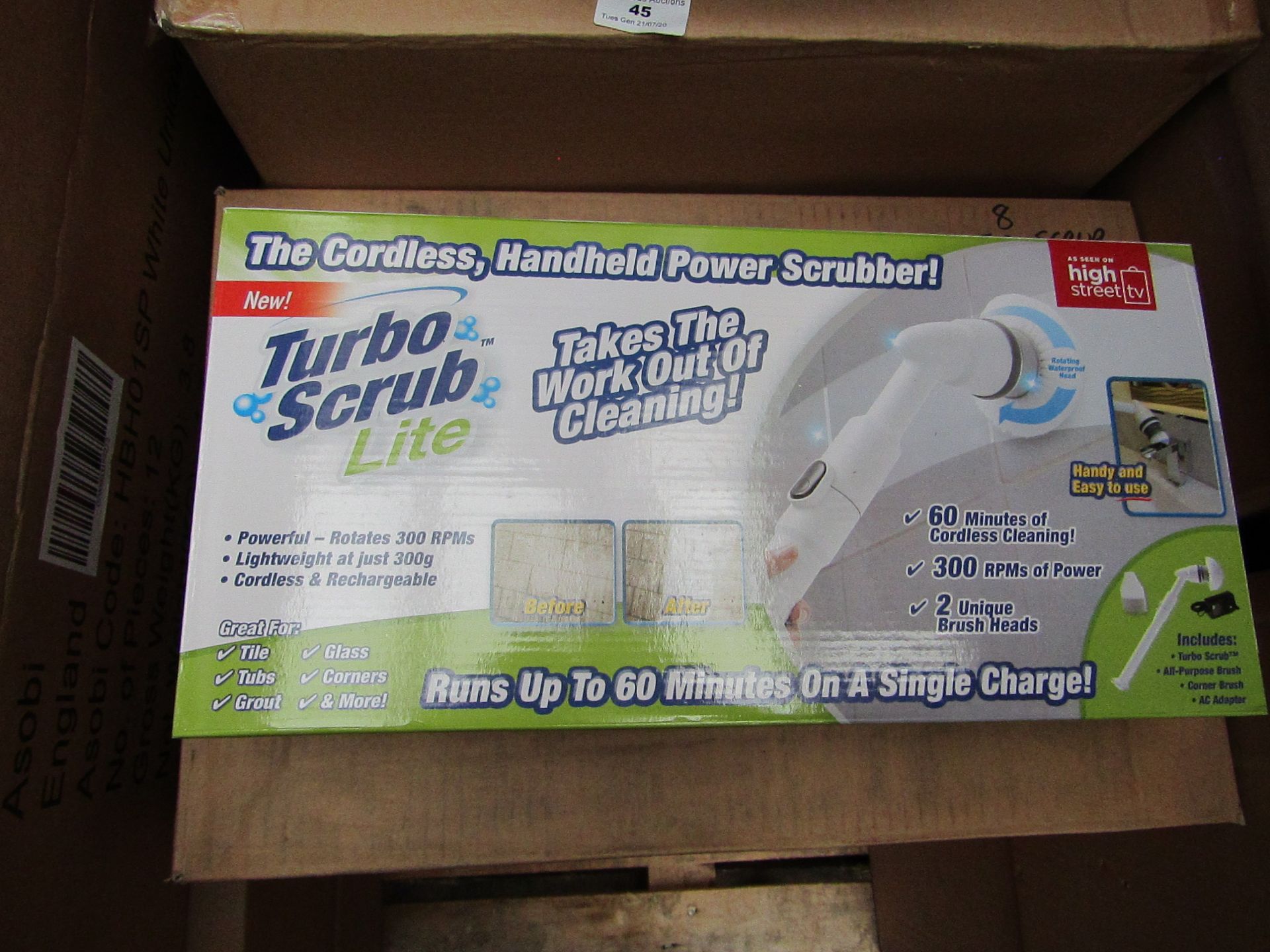 | 1X | TURBO SCRUB LITE CORDLESS HAND HELD POWER SCRUBBER | NEW AND BOXED | SKU C5060191467476 | RRP