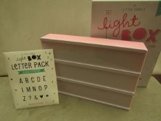 Pink Light Box with 85 Letter Pack. New but Untested. No Power Cables but are Battery Operated