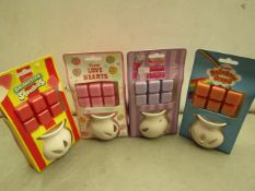 4 x Swizzels Burners. Incl Rainbow drops,Love Hearts,Drumstick Squashies & Parma Violets. New &