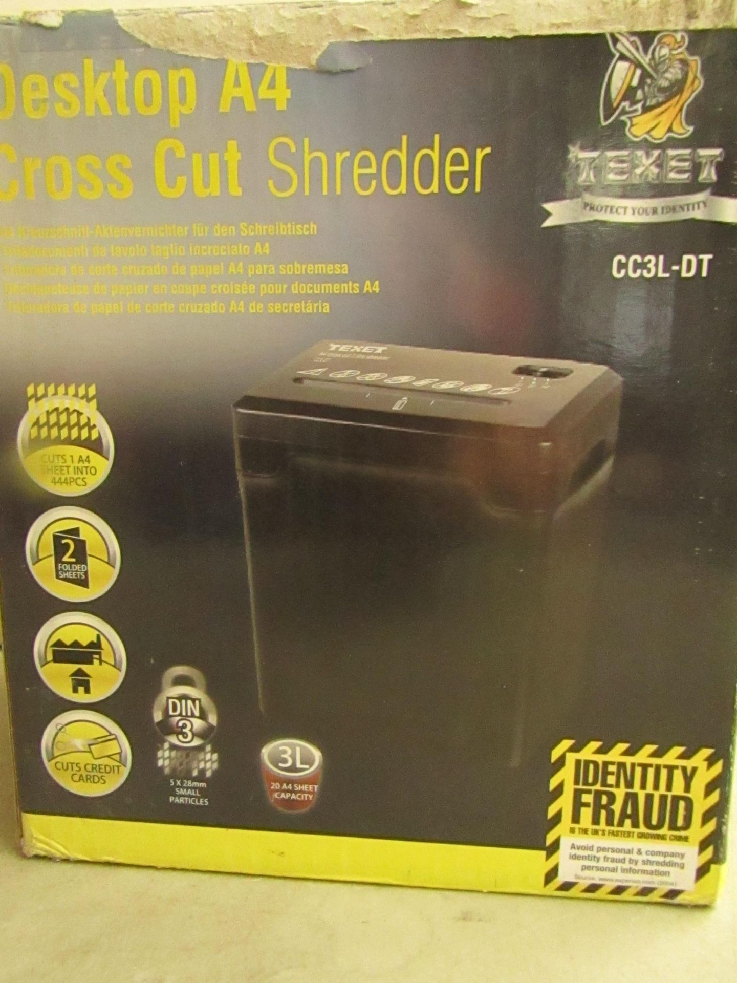 2x Texet Desktop A4 Cross-cut shredder - Unchecked & Boxed.