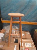 | 1X | DRIFTED BAR STOOL BY LARS BELLER FJETLAND, CORK SEAT AND WOODEN LEGS | UNCHECKED (NO