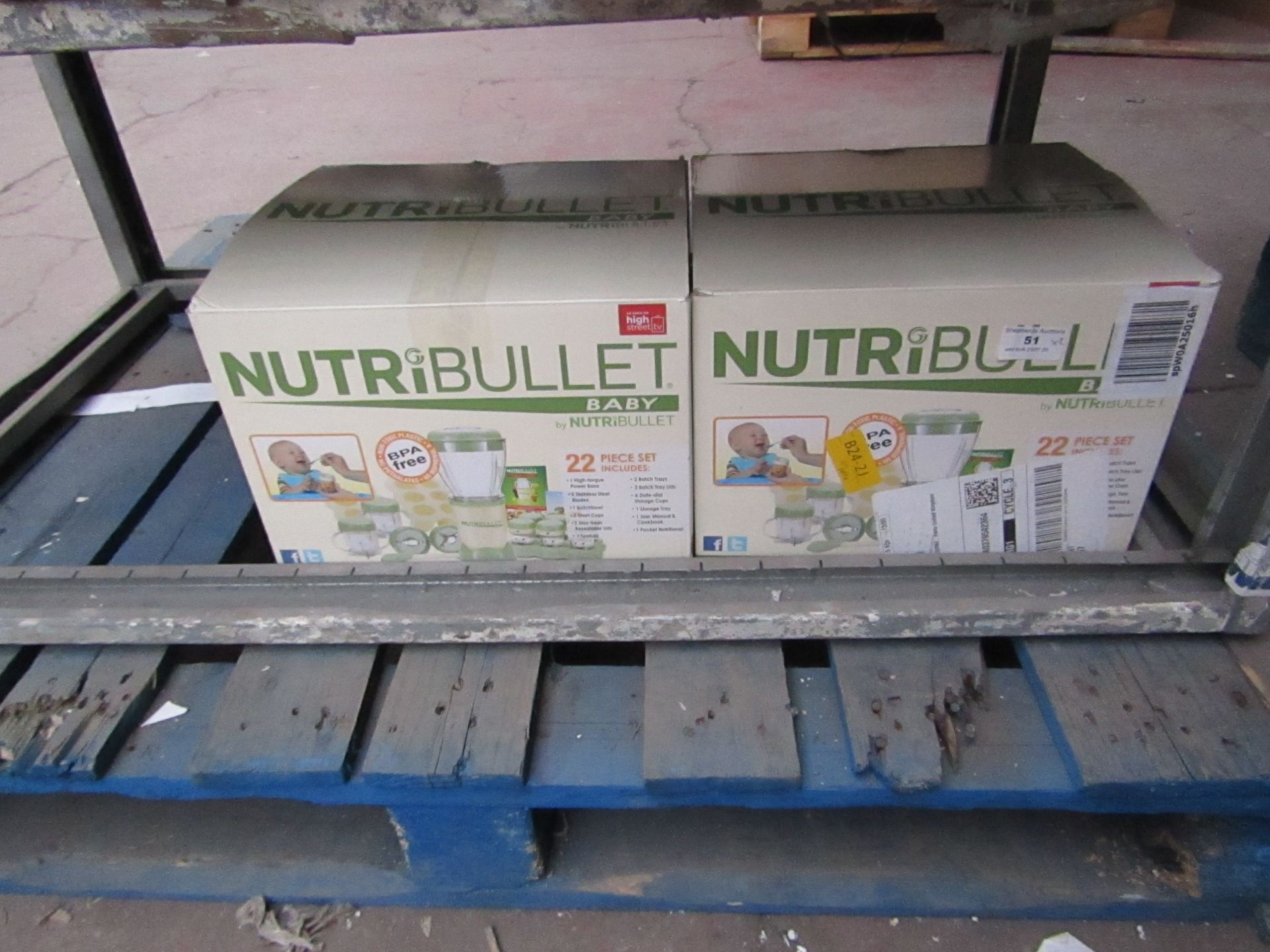 2 X NUTRIBULLET BABY 22 PIECE SET UNCHECKED AND BOXED