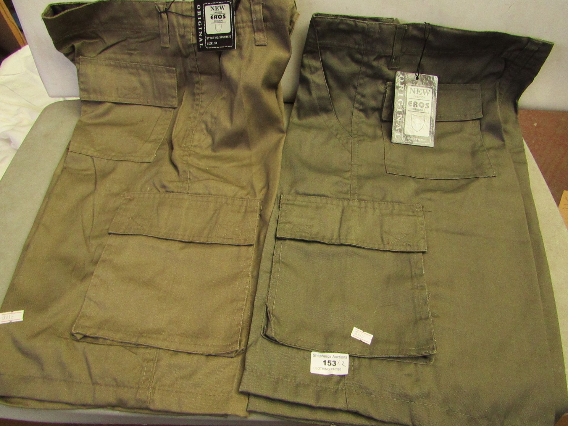 2 Pairs of Eros Cargo Shorts. Size 32 & 36. New with tags