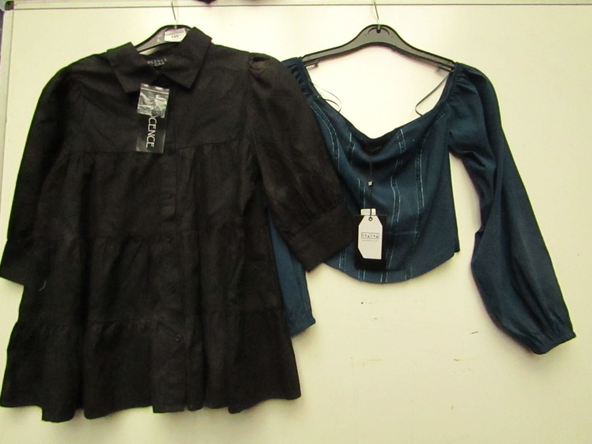 Tiered Black Shirt Size 8, New with tags & a Corset Crop Top Size 8. New with tags