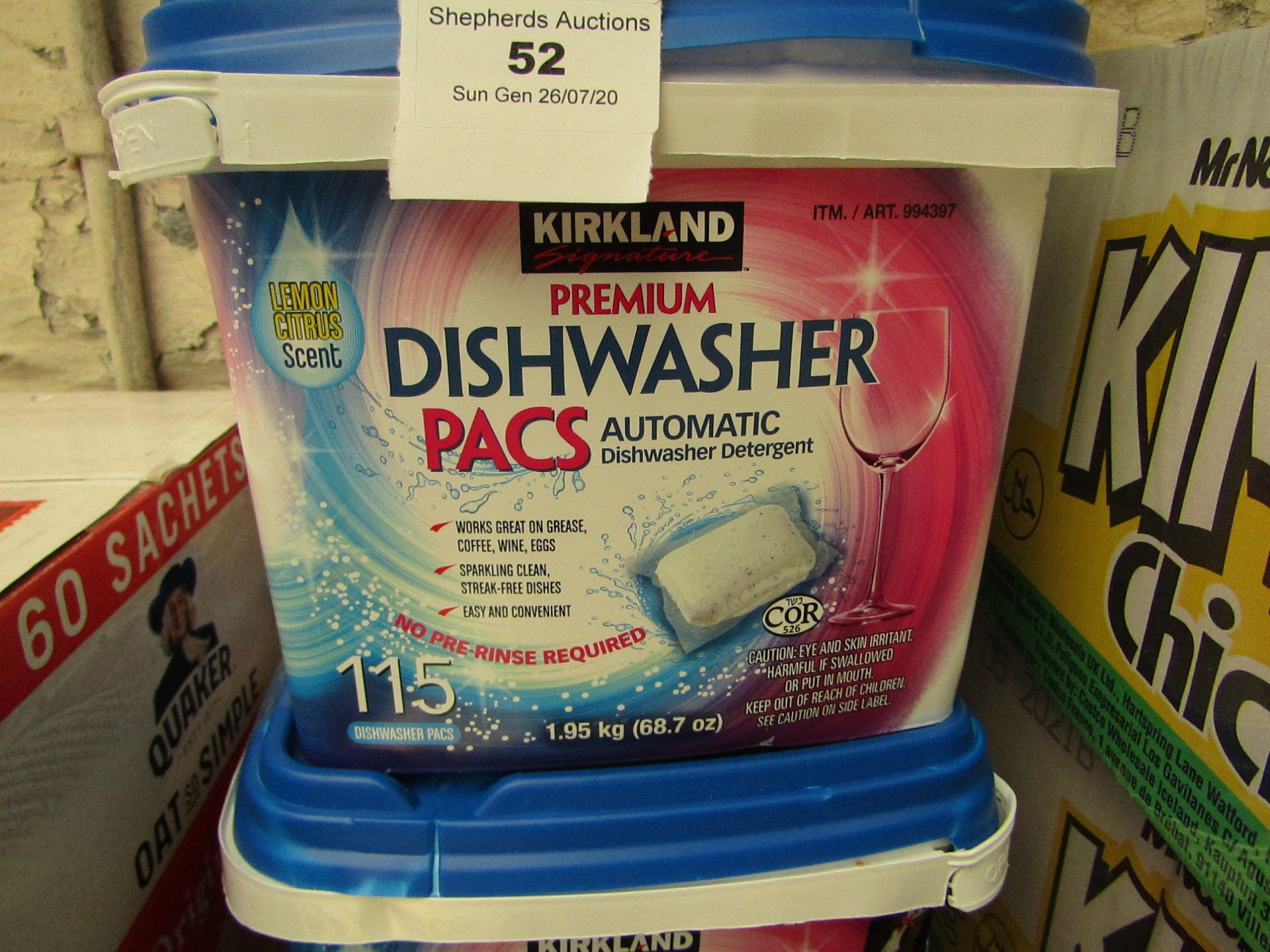 Kirkland Signature Premium Dishwasher Pacs, Automatic Dishwater Detergent ,115 Pacs, best used 04/