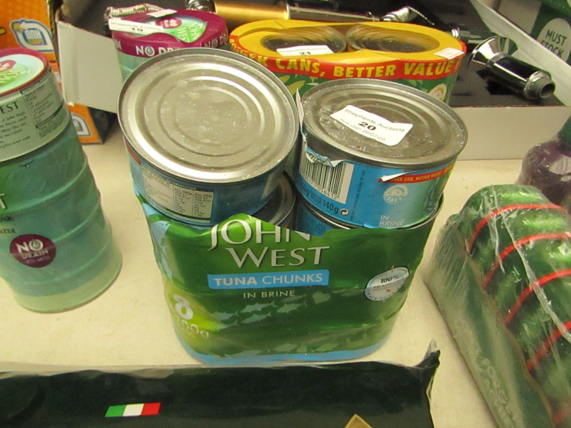 8 X Tins of John West Tuna Chunks in brine BBE june 2022